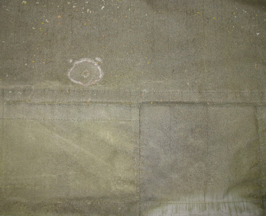 Fabric after first stage of cleaning