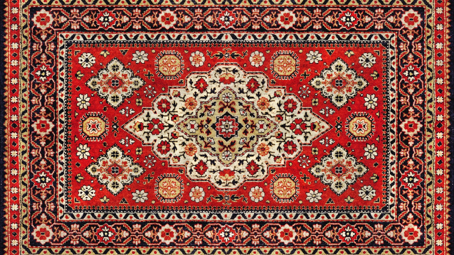 Red oriental rug.