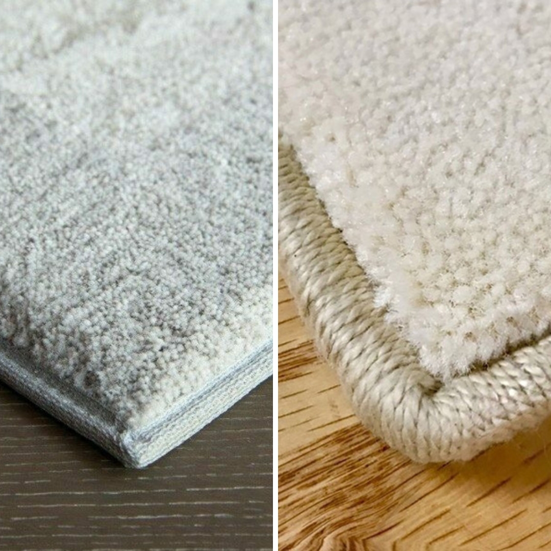 image of serged carpet vs binded carpet