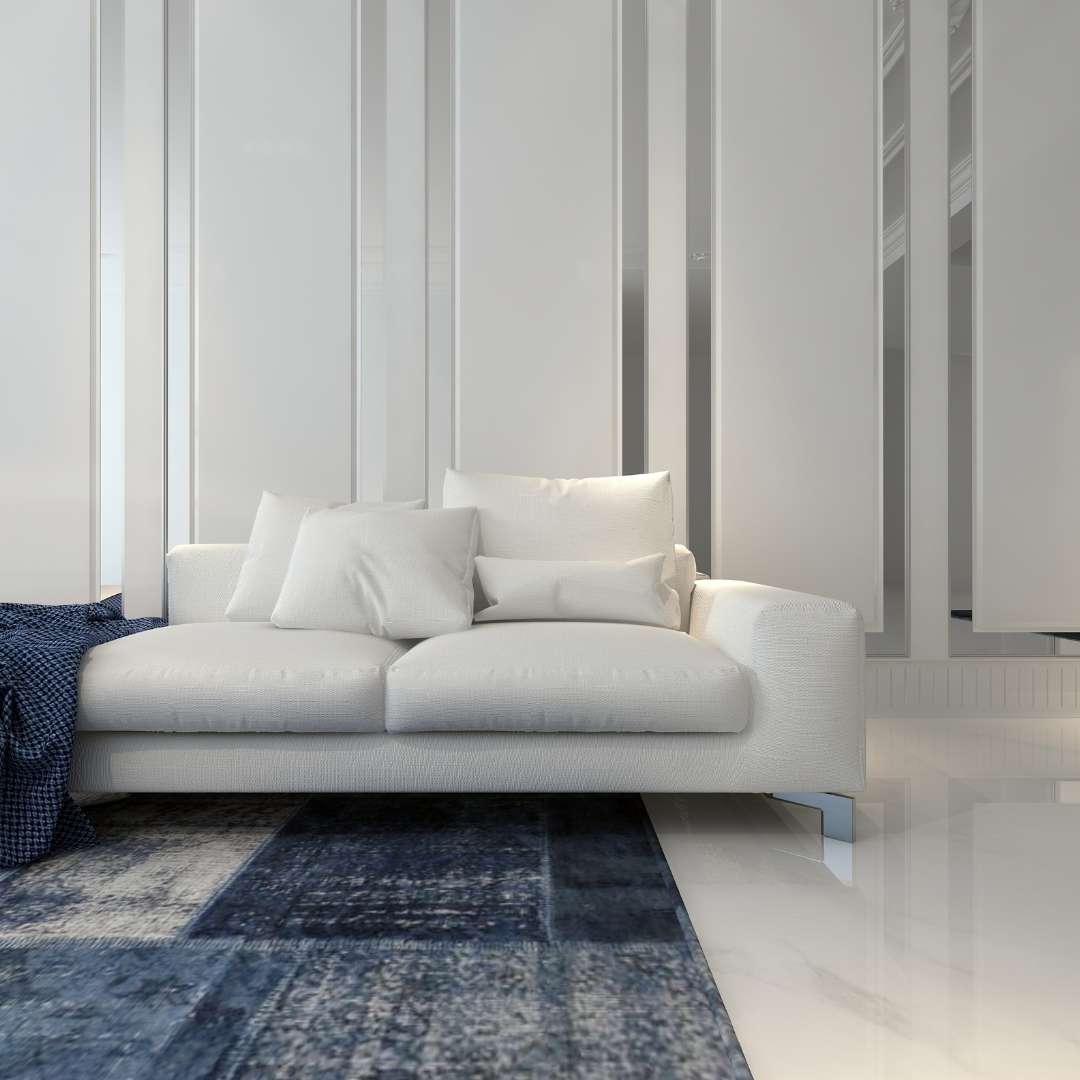 Couch with an area rug