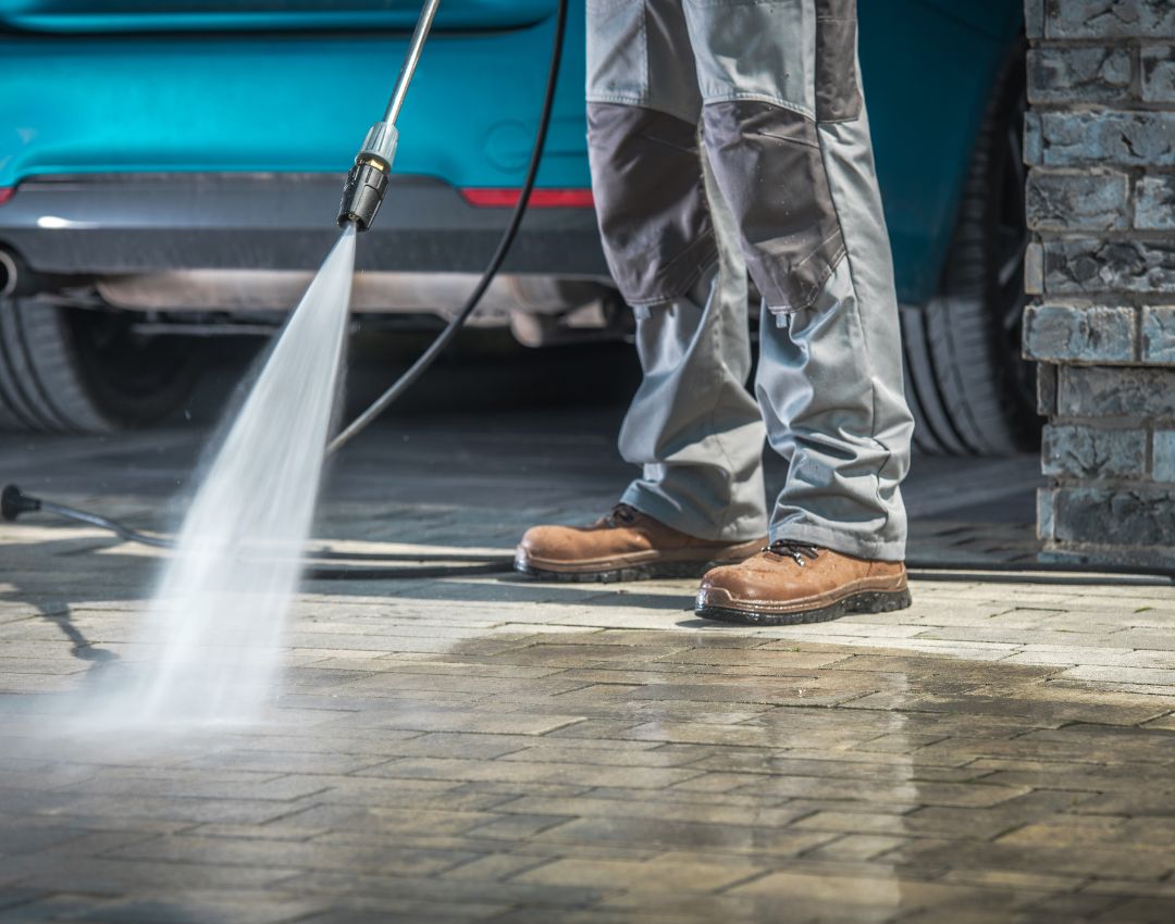 cleaning stone driveway