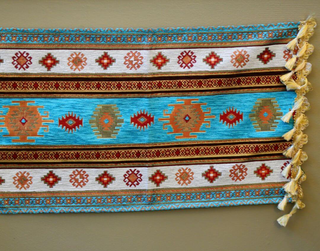 turquoise rug with fringe