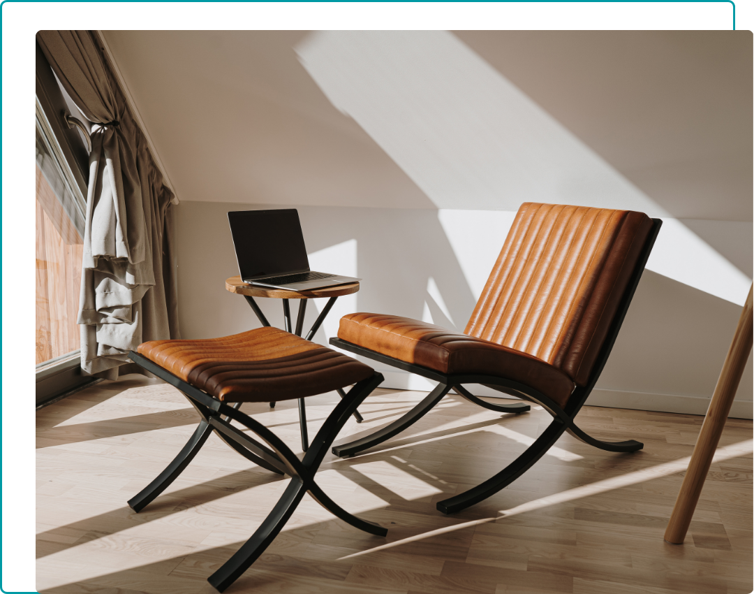 leather chair and ottoman