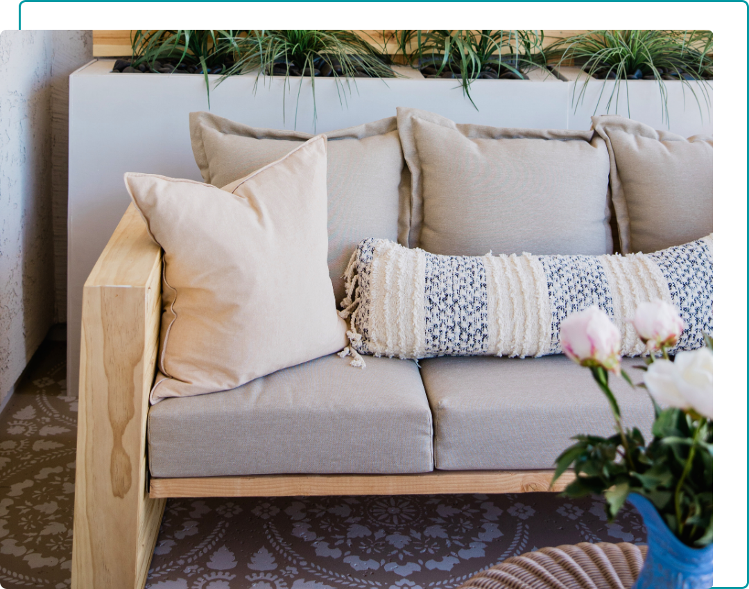 outdoor couch with pillows