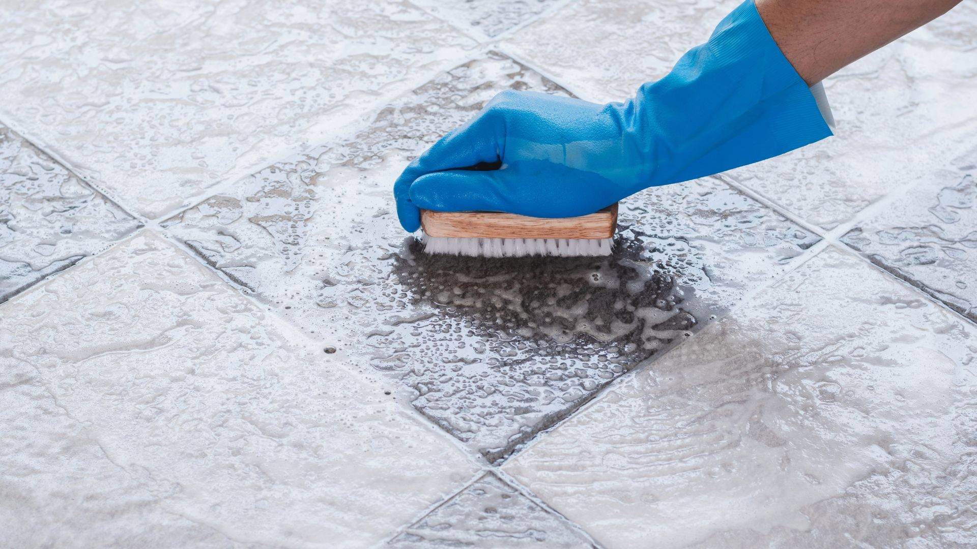scrubber on tile floor