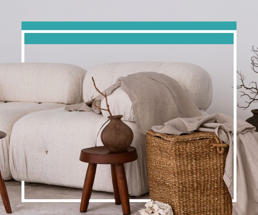 Modern living room with boho decor